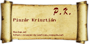 Piszár Krisztián névjegykártya